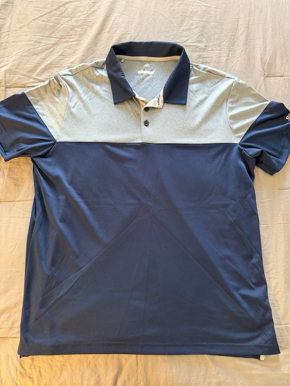 adidas Men’s Navy and Light Gray Colorblock Golf Polo
